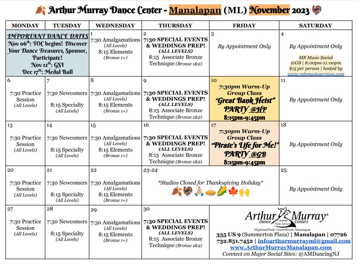 Calendar | Dance Lessons For Adults | Arthur Murray Dance Studio in ...